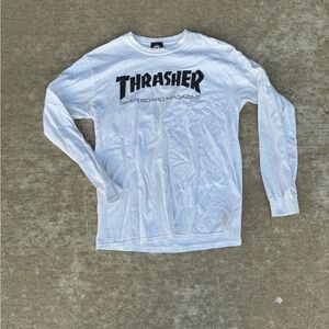 Y2K Thrasher Magazine Skate Long Sleeve Shirt | Men’s M | White Skater Graphic